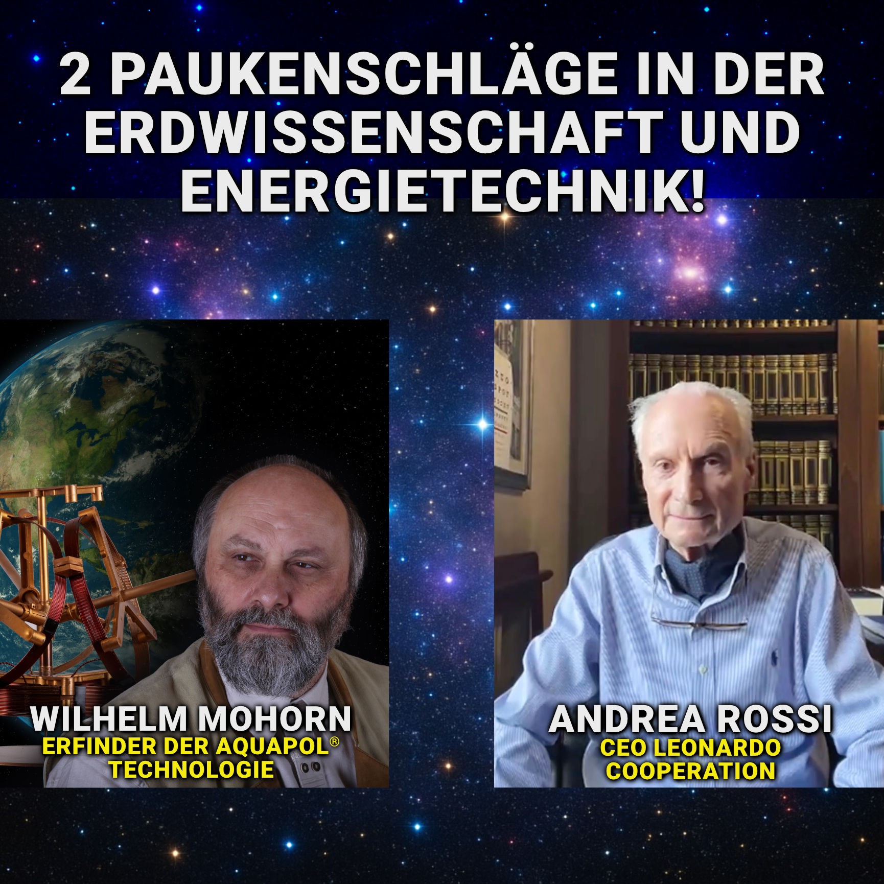 2 Paukenschl&auml;ge in der Erdwissenschaft und Energietechnik &ndash; Wilhelm Mohorn &ndash; Andrea Rossi