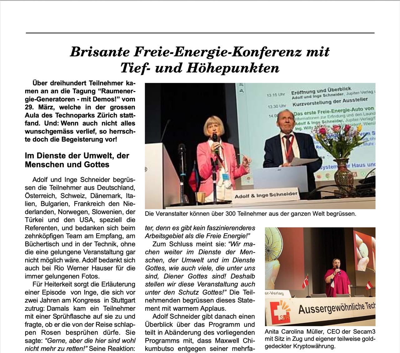 Fachartikel &ndash; Die neuen Energietechniken auf Raumenergiebasis vermehren sich von Jahr zu Jahr