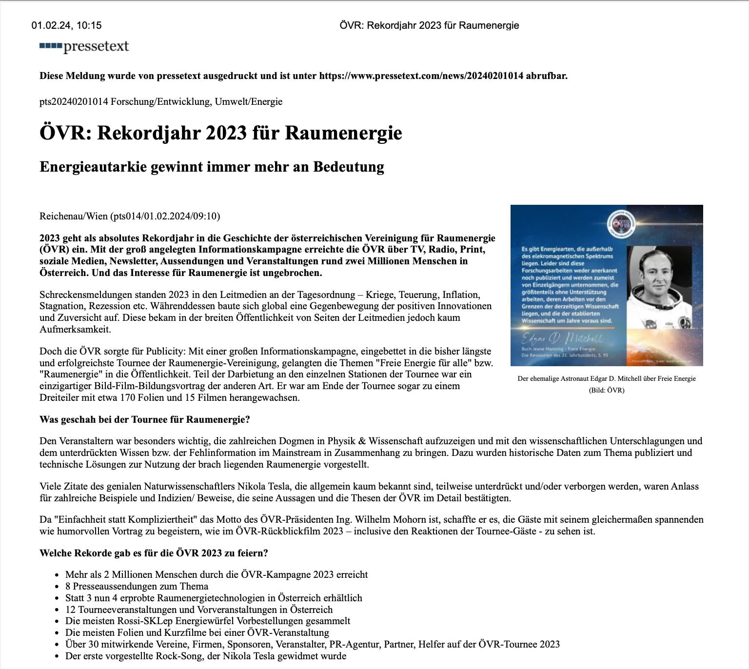 Presseartikel &Ouml;VR 2024