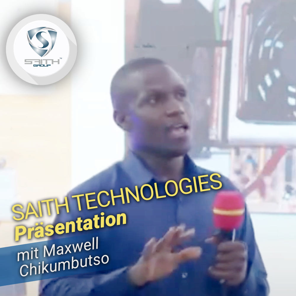 Saith Technologies Pr&auml;sentation mit Maxwell Chikumbutso