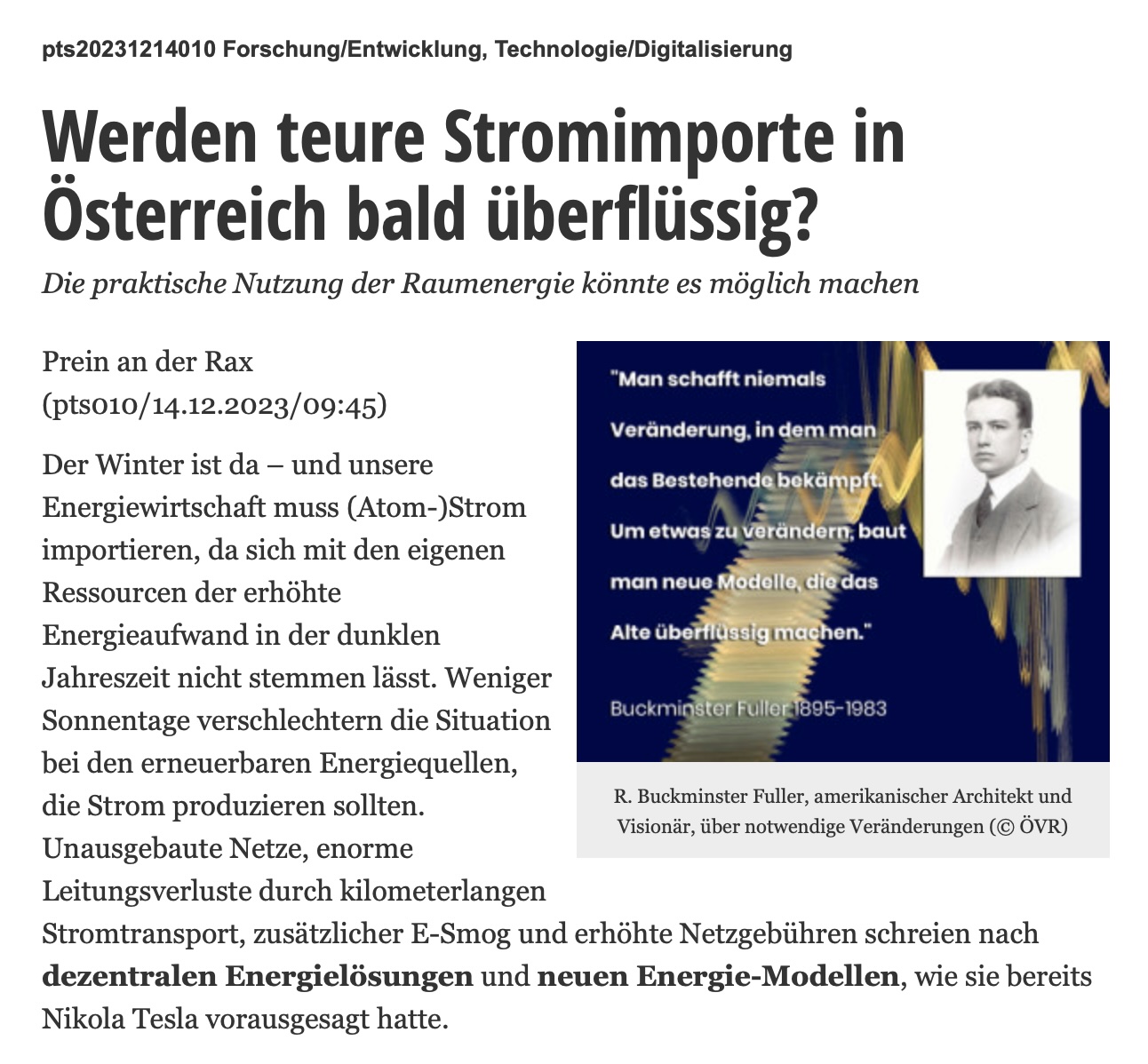 Werden teure Stromimporte in &Ouml;sterreich bald &uuml;berfl&uuml;ssig? &ndash; 7. Presseaussendung f&uuml;r 2023