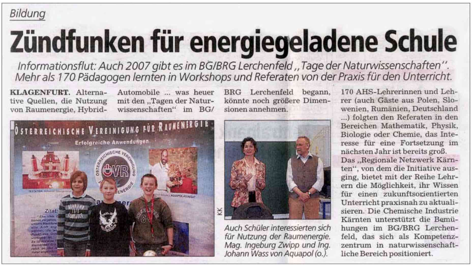 Zündfunkten für engergiiegelandene Schule